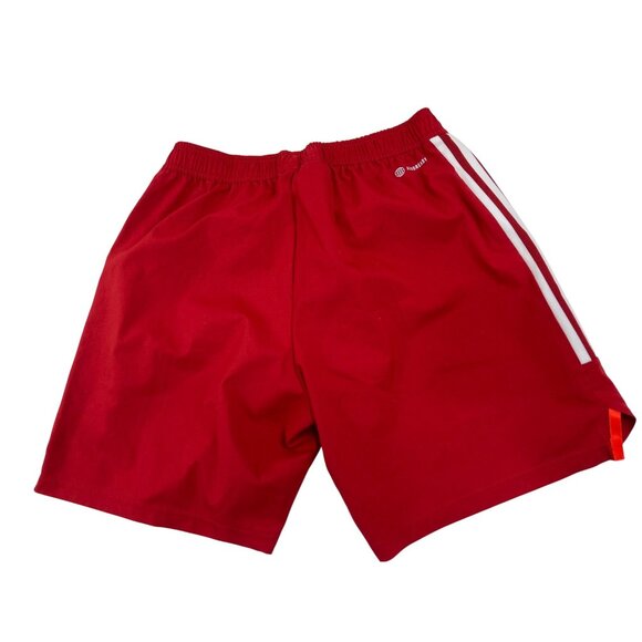 Adidas Red Athletic Shorts Striped Design Mens L Polyester Lightweight 15L - Picture 4 of 5